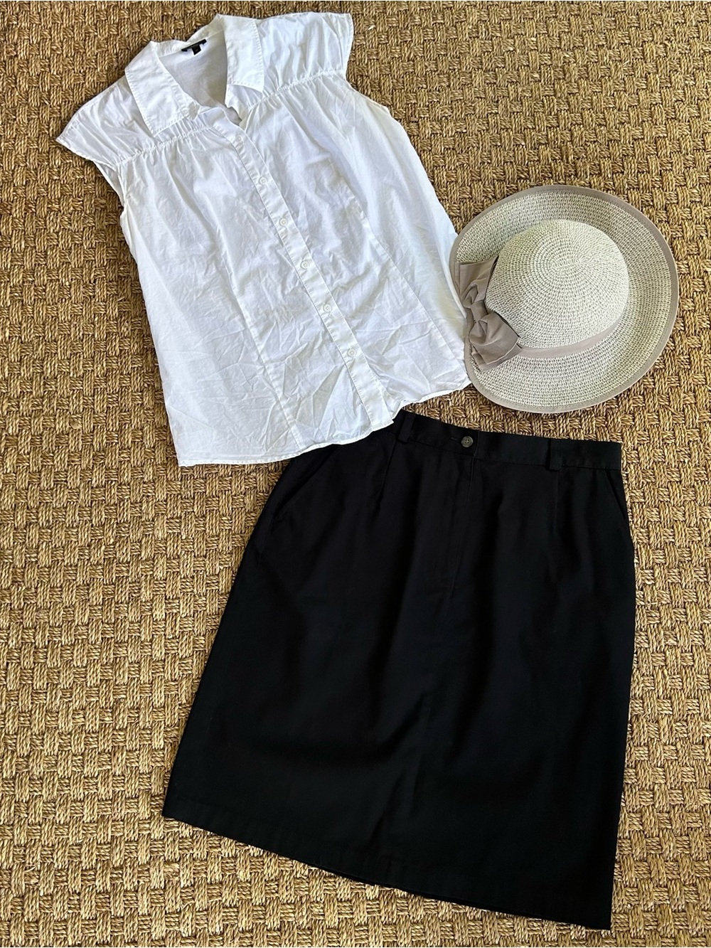 Women’s Black L.L. Bean Cotton Pencil Skirt Size 12 Petite